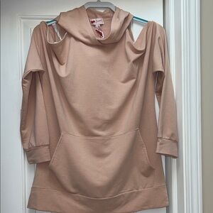 Poof! Women's Blush Hoodie with Cut-Out Shoulders